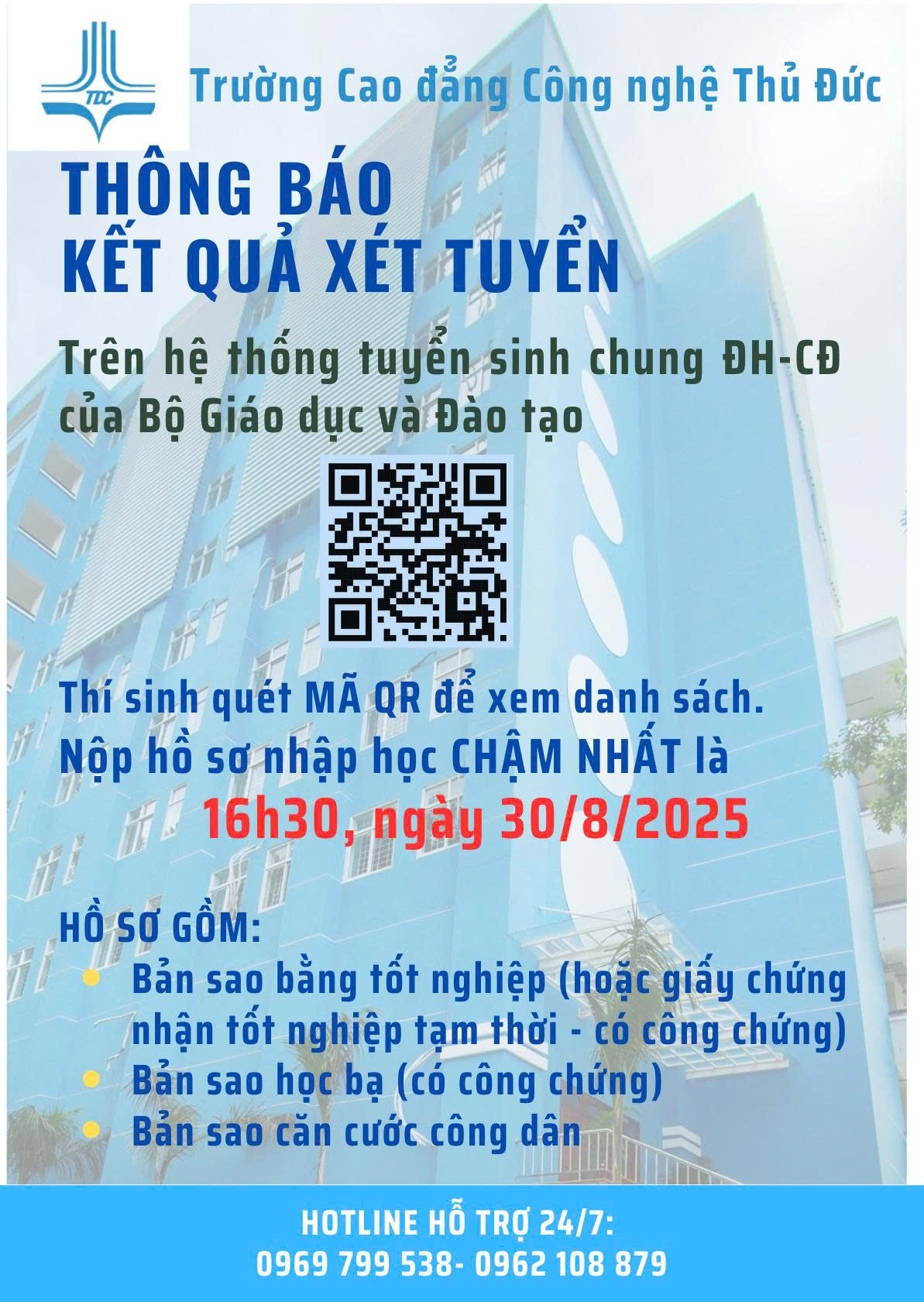 Thông báo kết quả xét tuyển trên hệ thống tuyển sinh chung của Bộ Giáo dục và Đào tạo